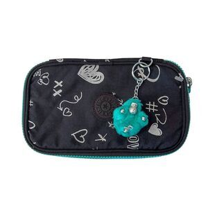 Kipling 50 Pens Case Girl Doodle Print Pencil Pouch EUC